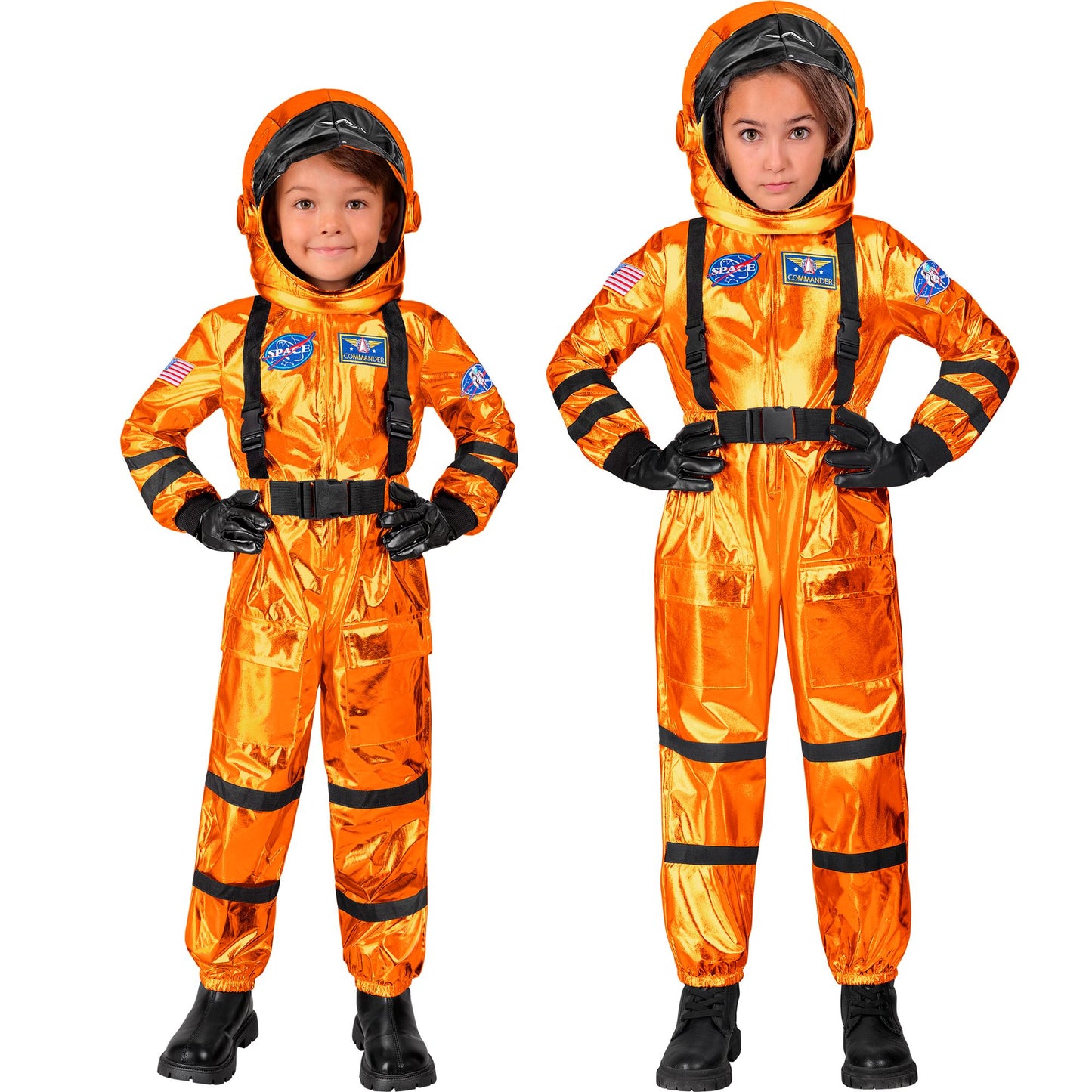 Oranger Astronaut Commander Kostüm mit Helm für Kinder Widmann – Produktansicht