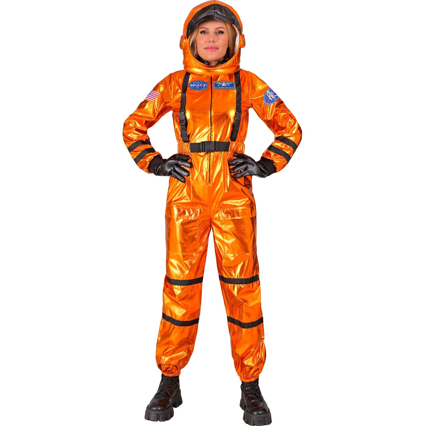 Widmann oranger Astronaut Commander Overall mit Helm für Frauen – Produktansicht