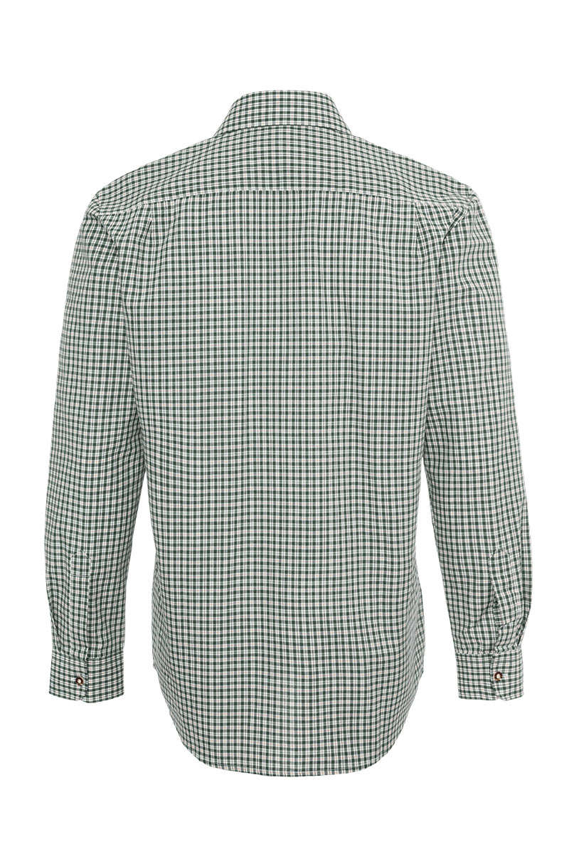 OS Trachten Herren Trachtenhemd – Grün Kariert, Baumwollmischung, Regular Fit - Fasnacht24.ch