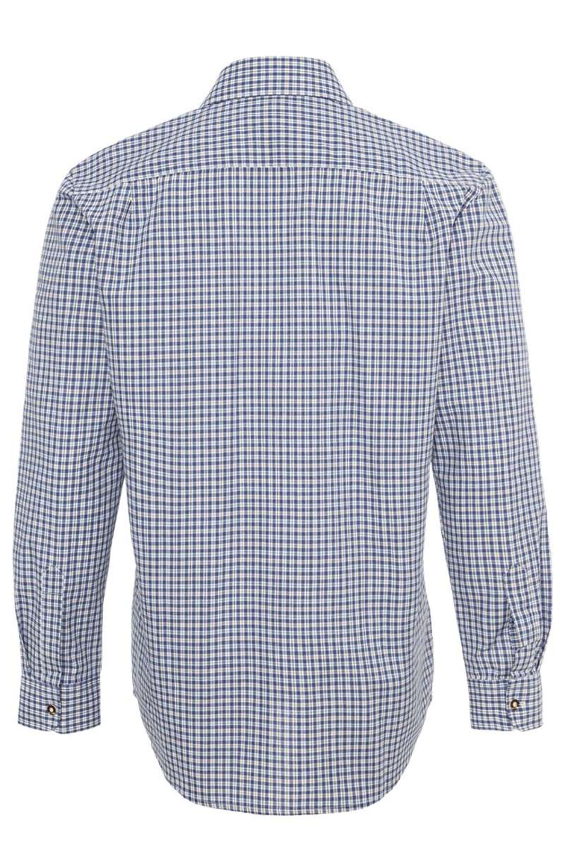 Herren Trachten Krempelarm Hemd Regular Fit Kornblau - Fasnacht24.ch