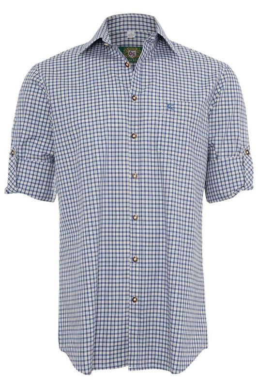 Trachtenhemd Herren OS Trachten – Regular Fit, Kornblau Kariert - Fasnacht24.ch