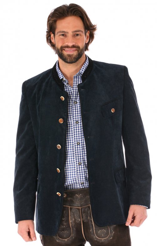 Trachtenjanker Herren – OS Trachten Navy Blue Feiner Cord - Fasnacht24.ch