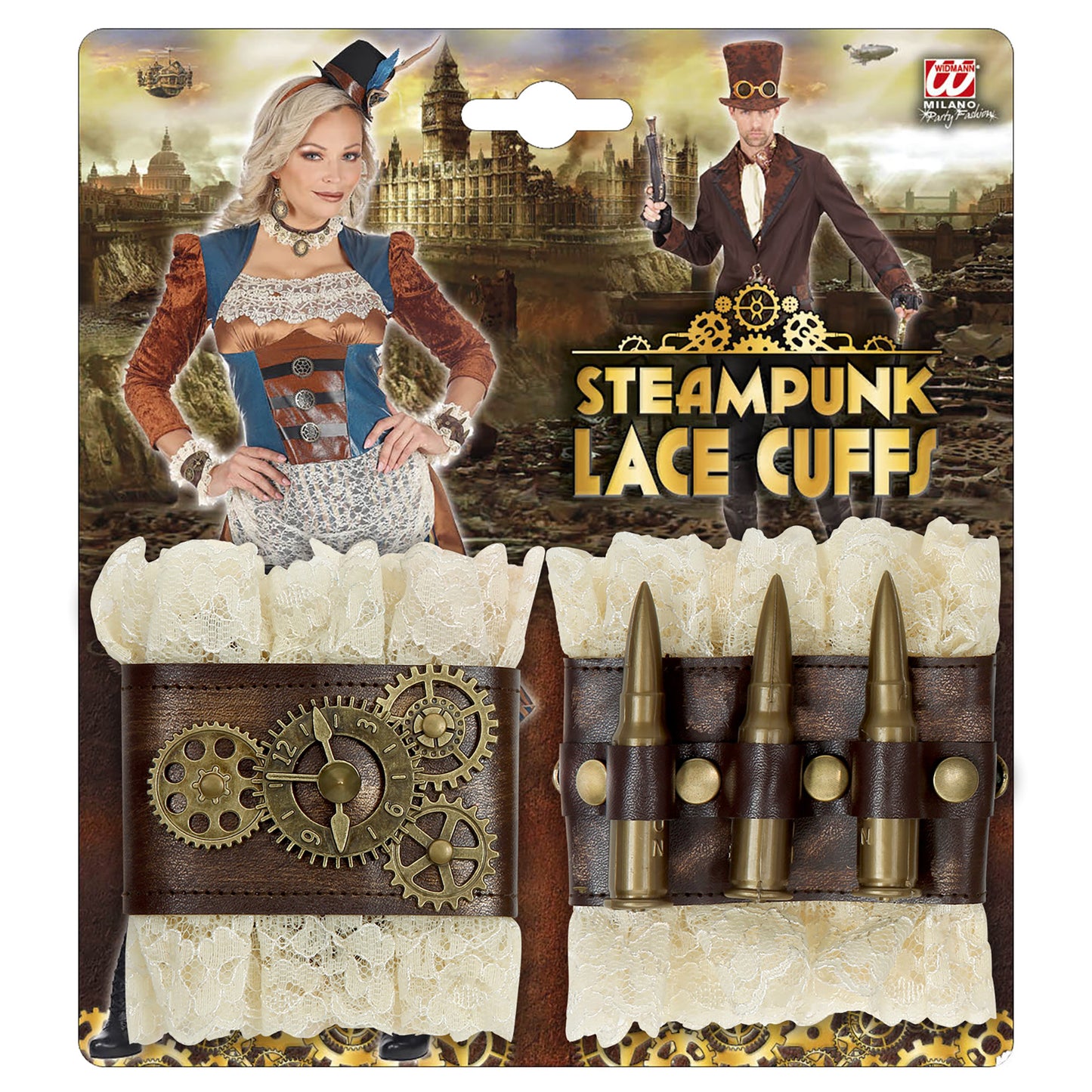 Paar "STEAMPUNK MANSCHETTEN AUS SPITZE" – Detailansicht