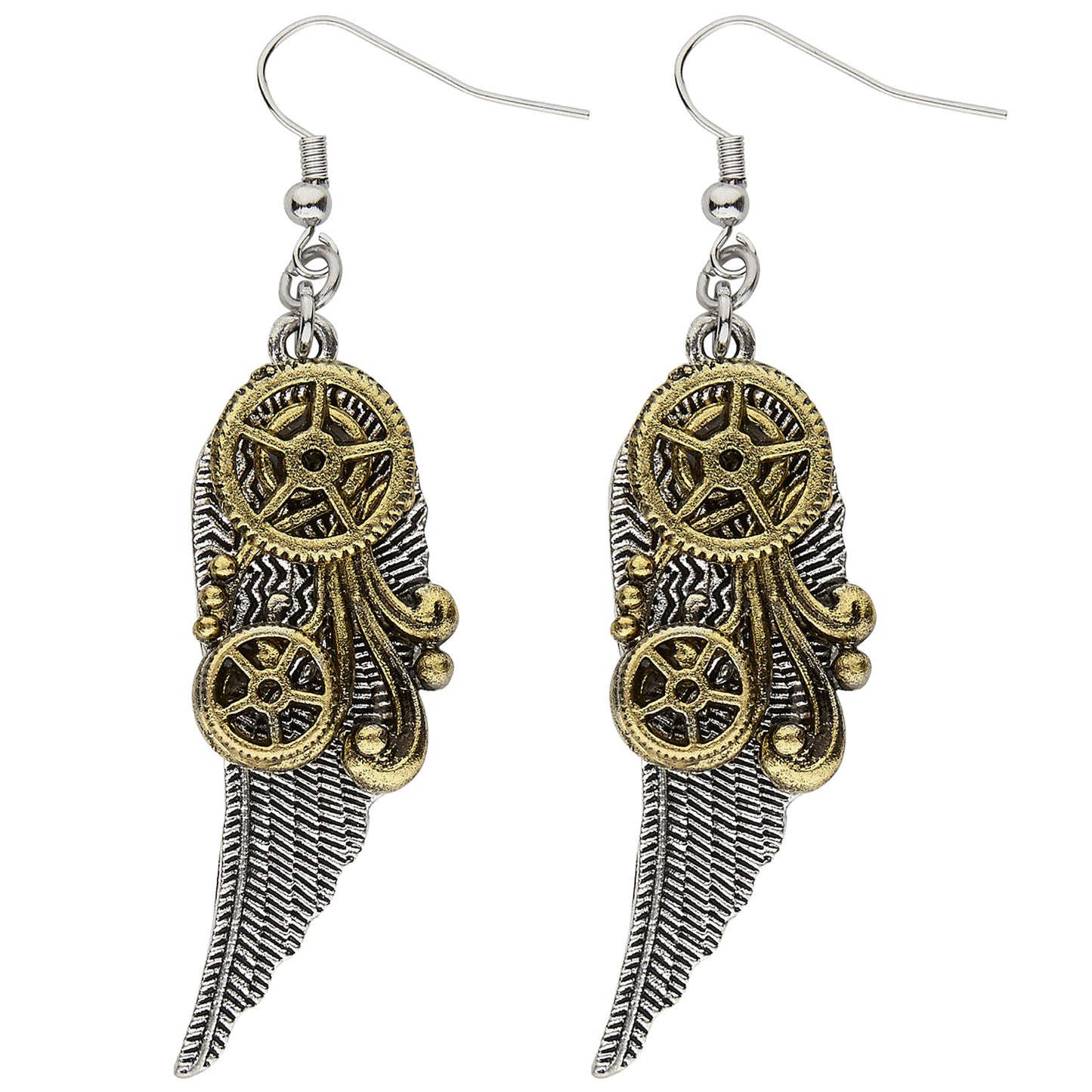 Paar " STEAMPUNK OHRRINGE MIT FLÜGELN" – Vorderansicht