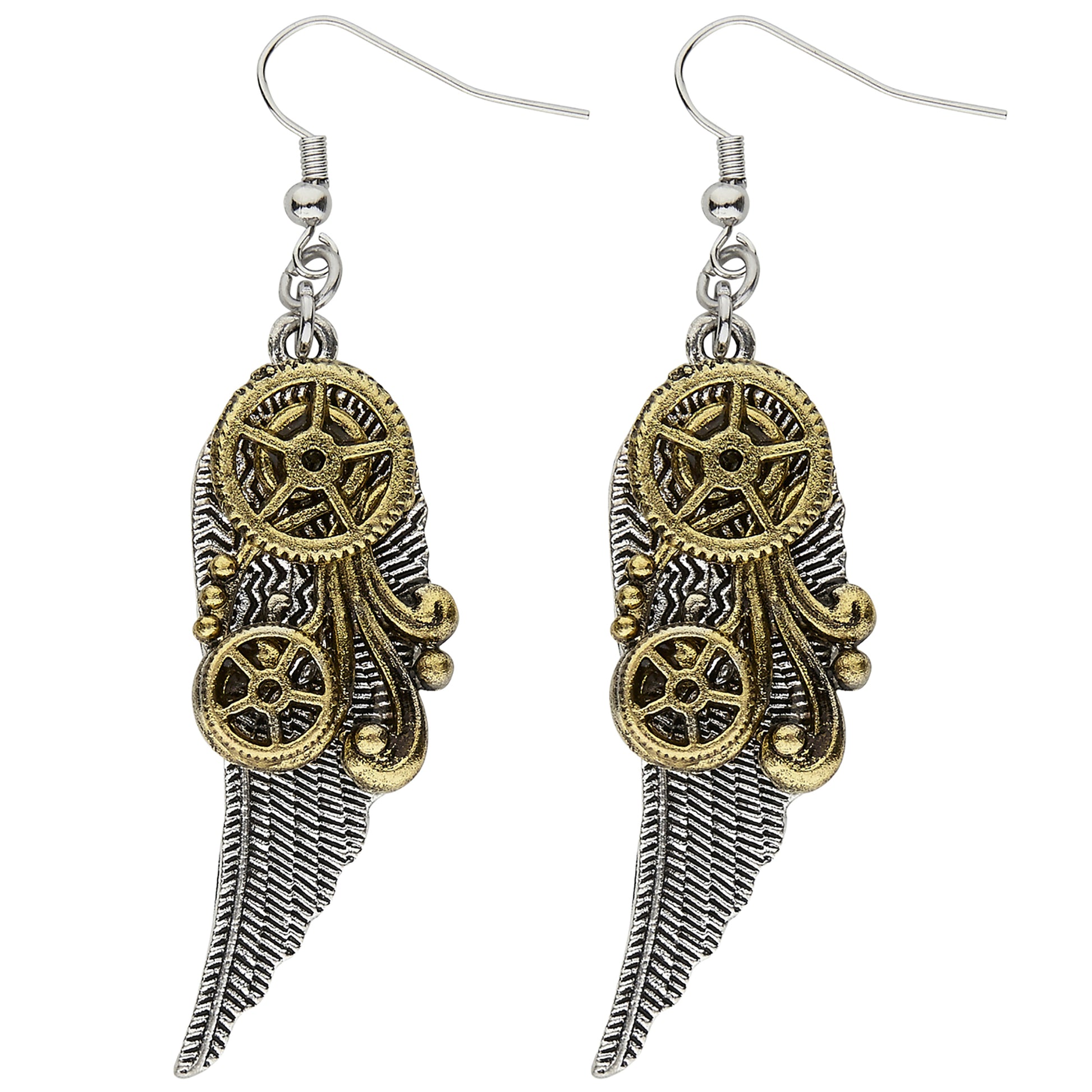 Paar " STEAMPUNK OHRRINGE MIT FLÜGELN" – Vorderansicht