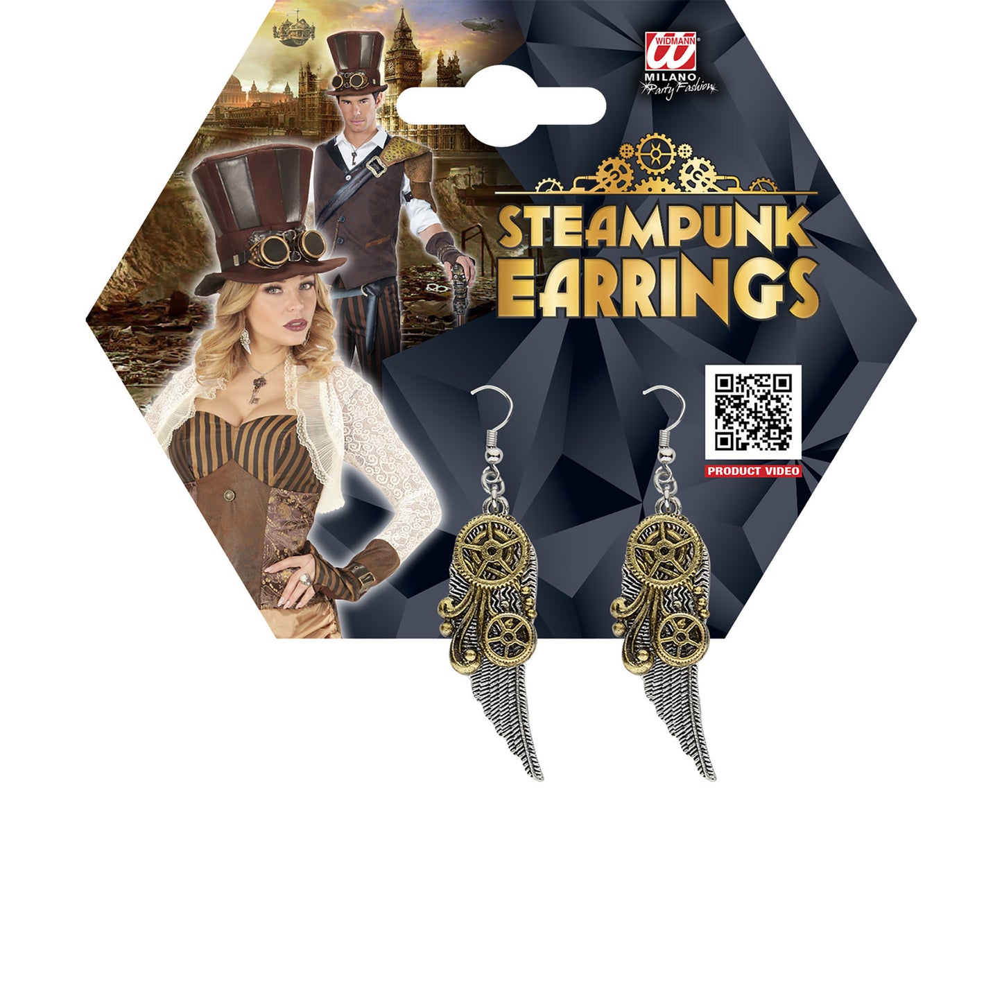 Paar " STEAMPUNK OHRRINGE MIT FLÜGELN" – Detailansicht