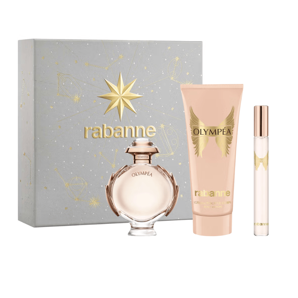 Paco Rabanne Olympea Geschenkset mit Eau de Parfum 50 ml, Bodylotion 100 ml und Miniatur 10 ml