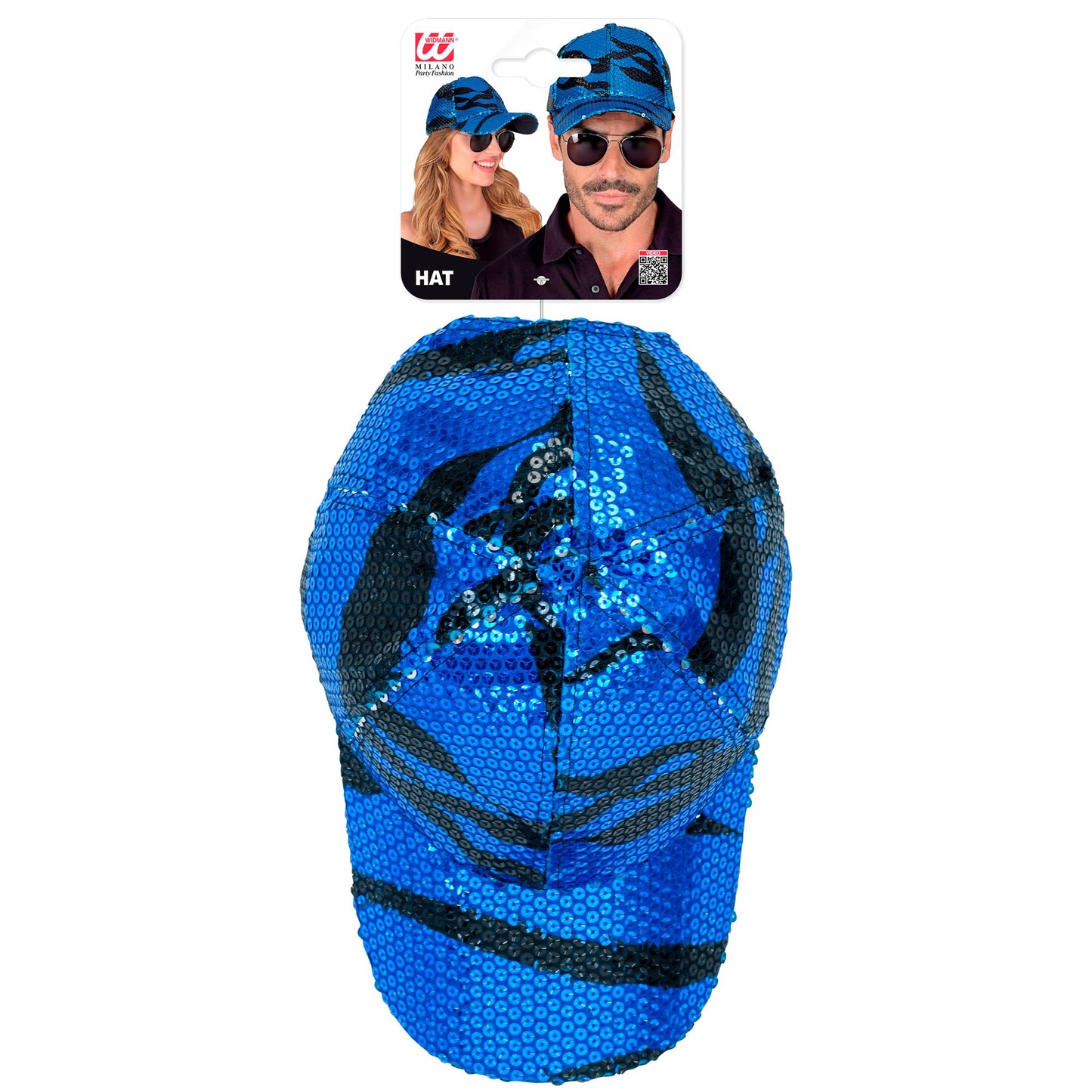 "PAILLETTEN BASECAP IN BLUE WAVES MUSTER" – Detailansicht