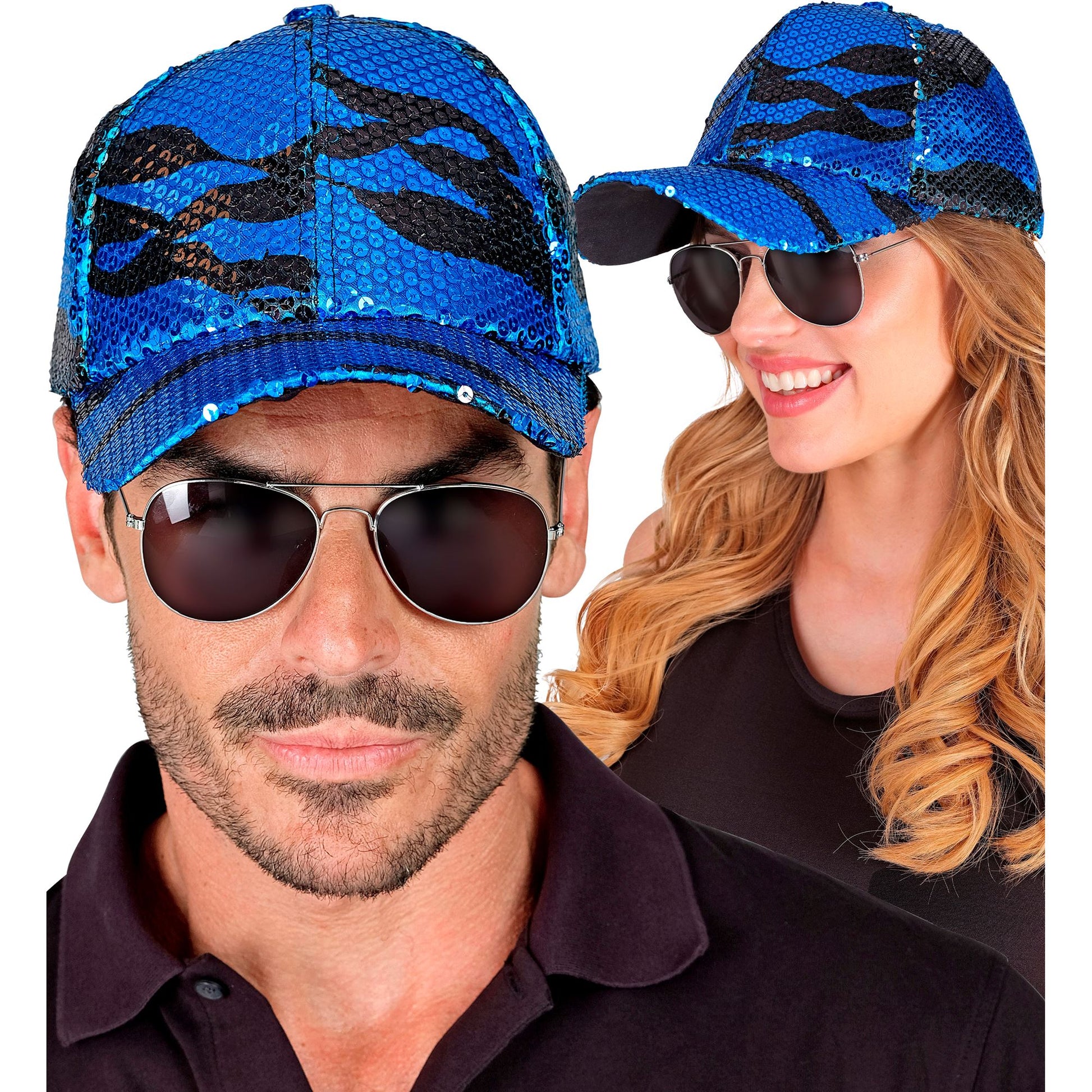 "PAILLETTEN BASECAP IN BLUE WAVES MUSTER" – Ansicht 3
