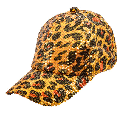 "PAILLETTEN BASECAP IN LEOPARDENMUSTER" – Vorderansicht