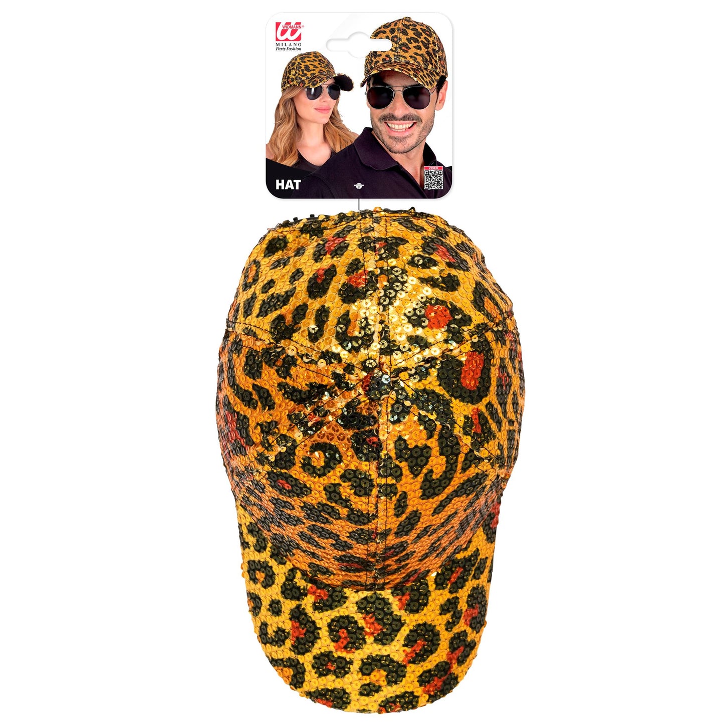 "PAILLETTEN BASECAP IN LEOPARDENMUSTER" – Detailansicht