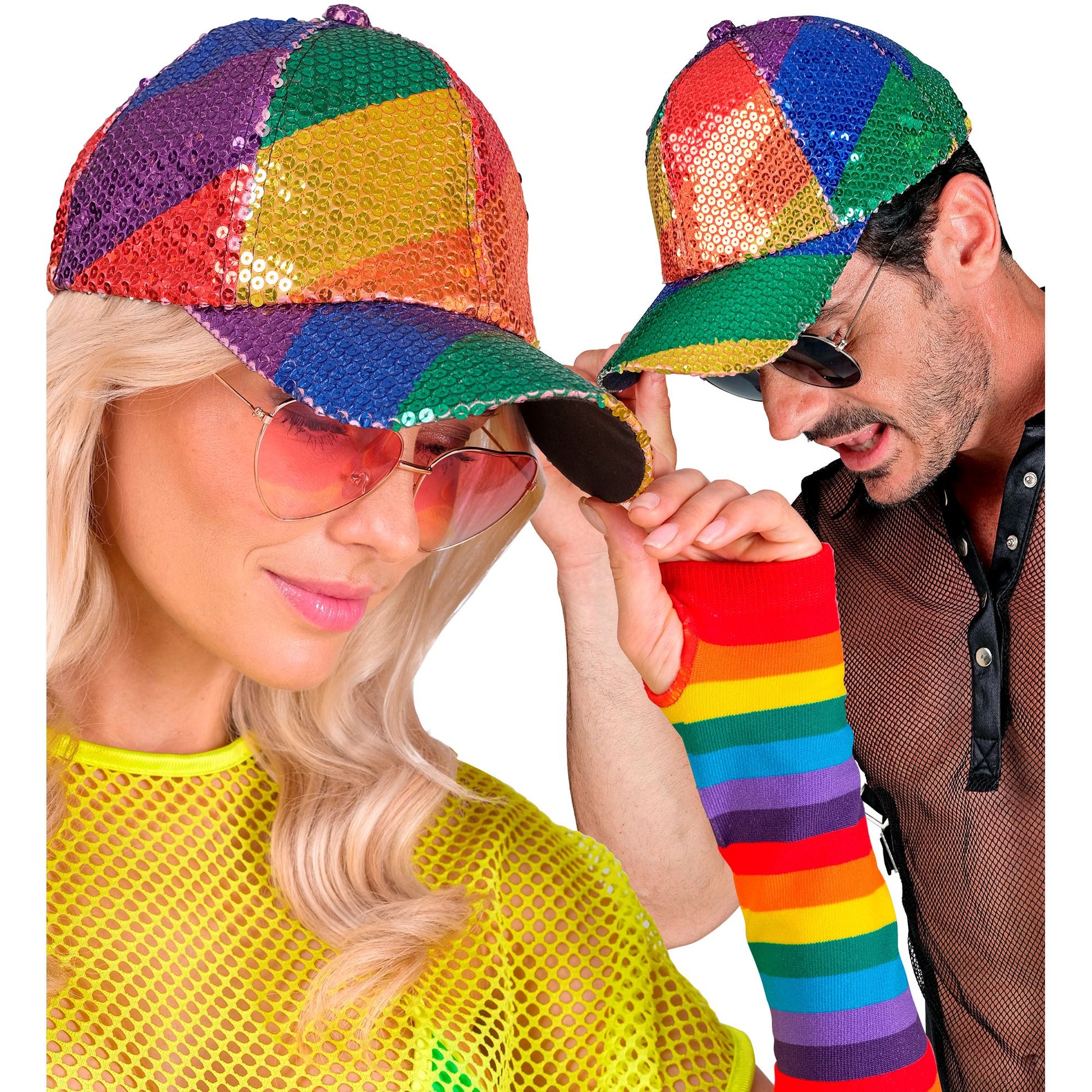 "PAILLETTEN BASECAP IN REGENBOGEN MUSTER" – Ansicht 4