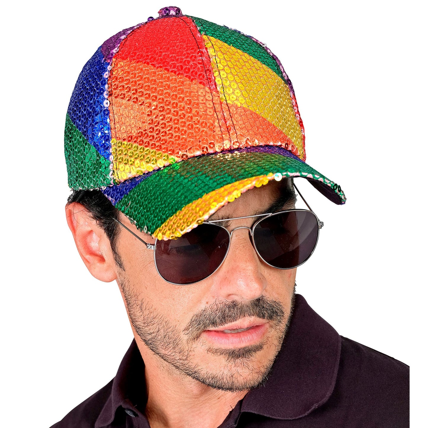 "PAILLETTEN BASECAP IN REGENBOGEN MUSTER" – Ansicht 6