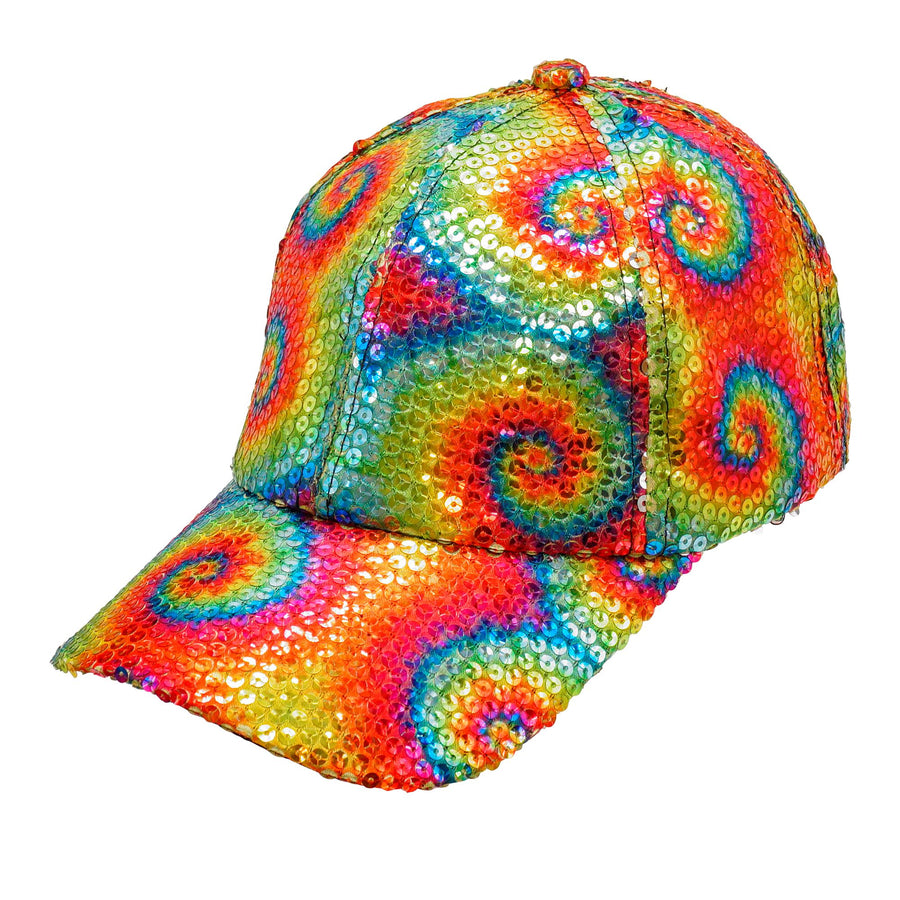 "PAILLETTEN BASECAP IN TIE-DYE MUSTER" – Vorderansicht