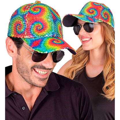"PAILLETTEN BASECAP IN TIE-DYE MUSTER" – Ansicht 3