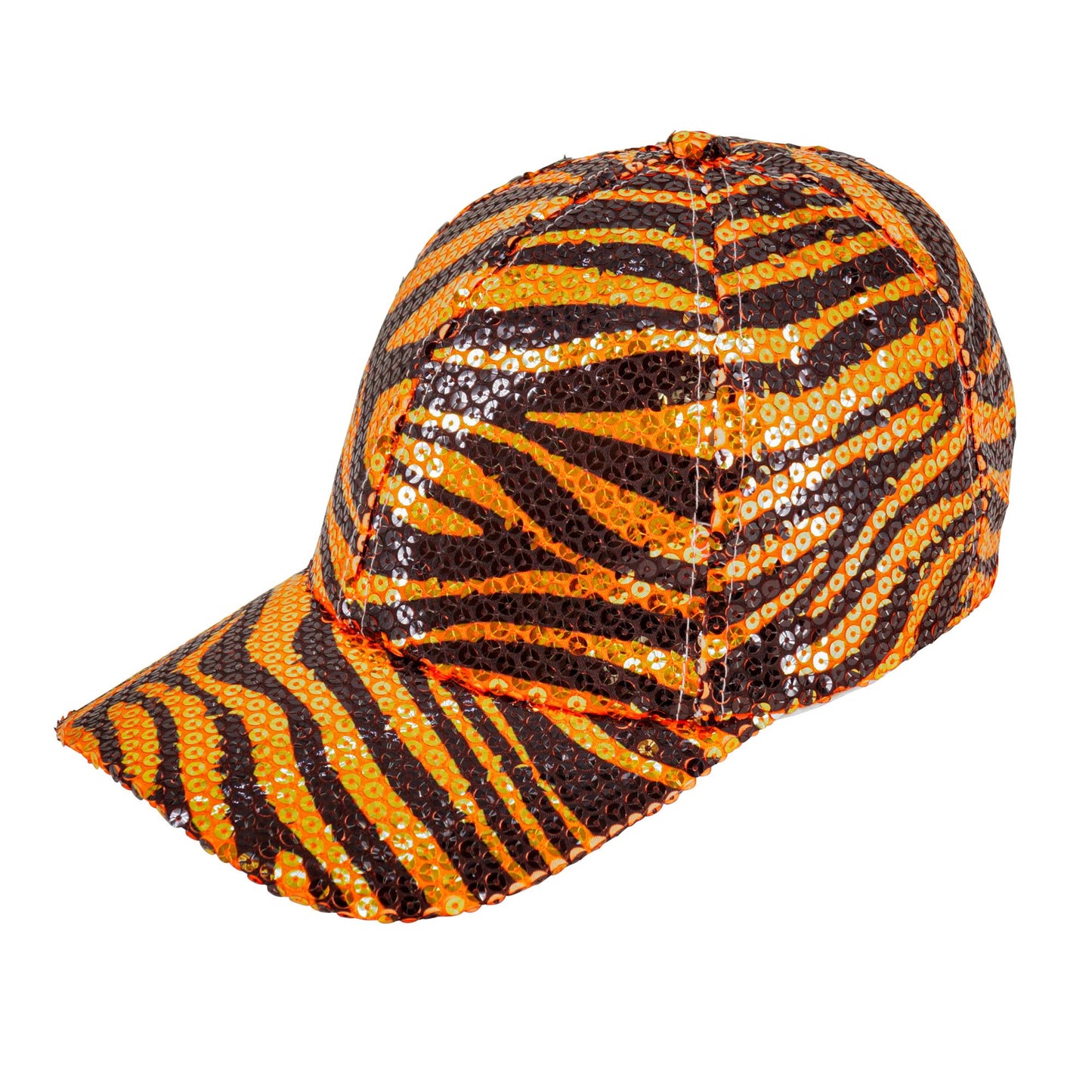 "PAILLETTEN BASECAP IN TIGERMUSTER" – Vorderansicht