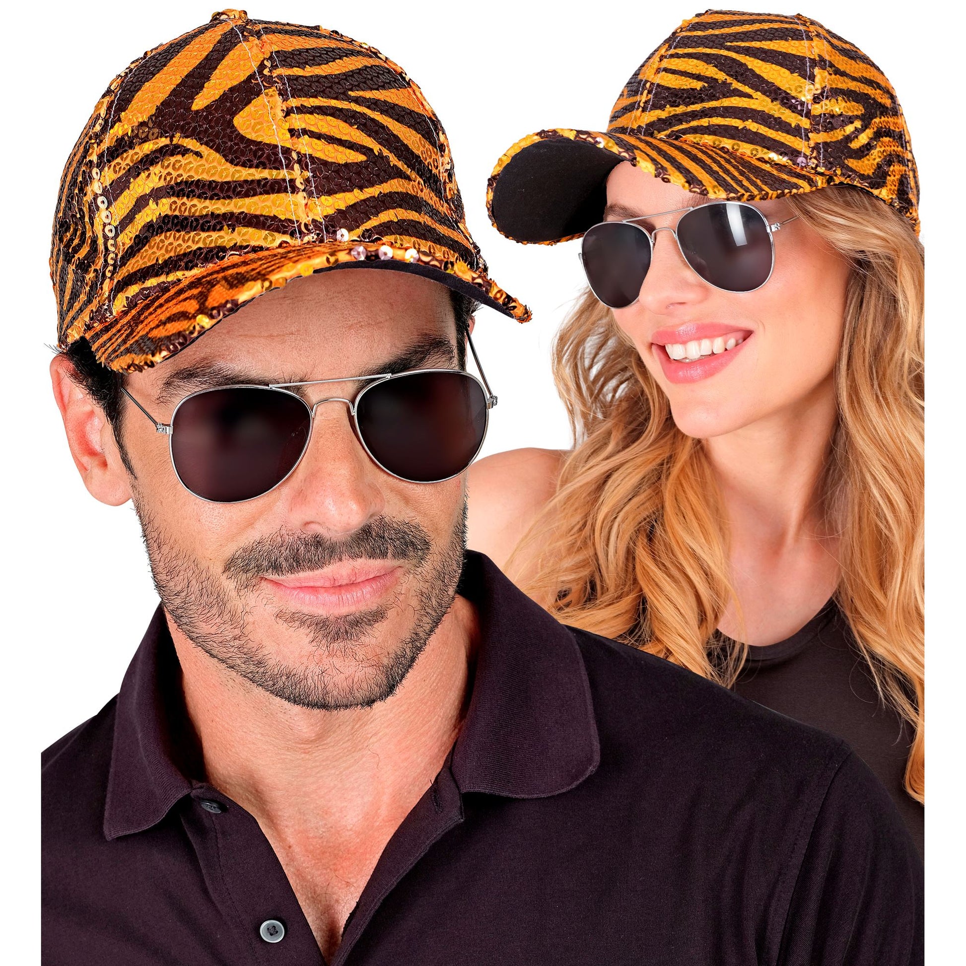 "PAILLETTEN BASECAP IN TIGERMUSTER" – Ansicht 3