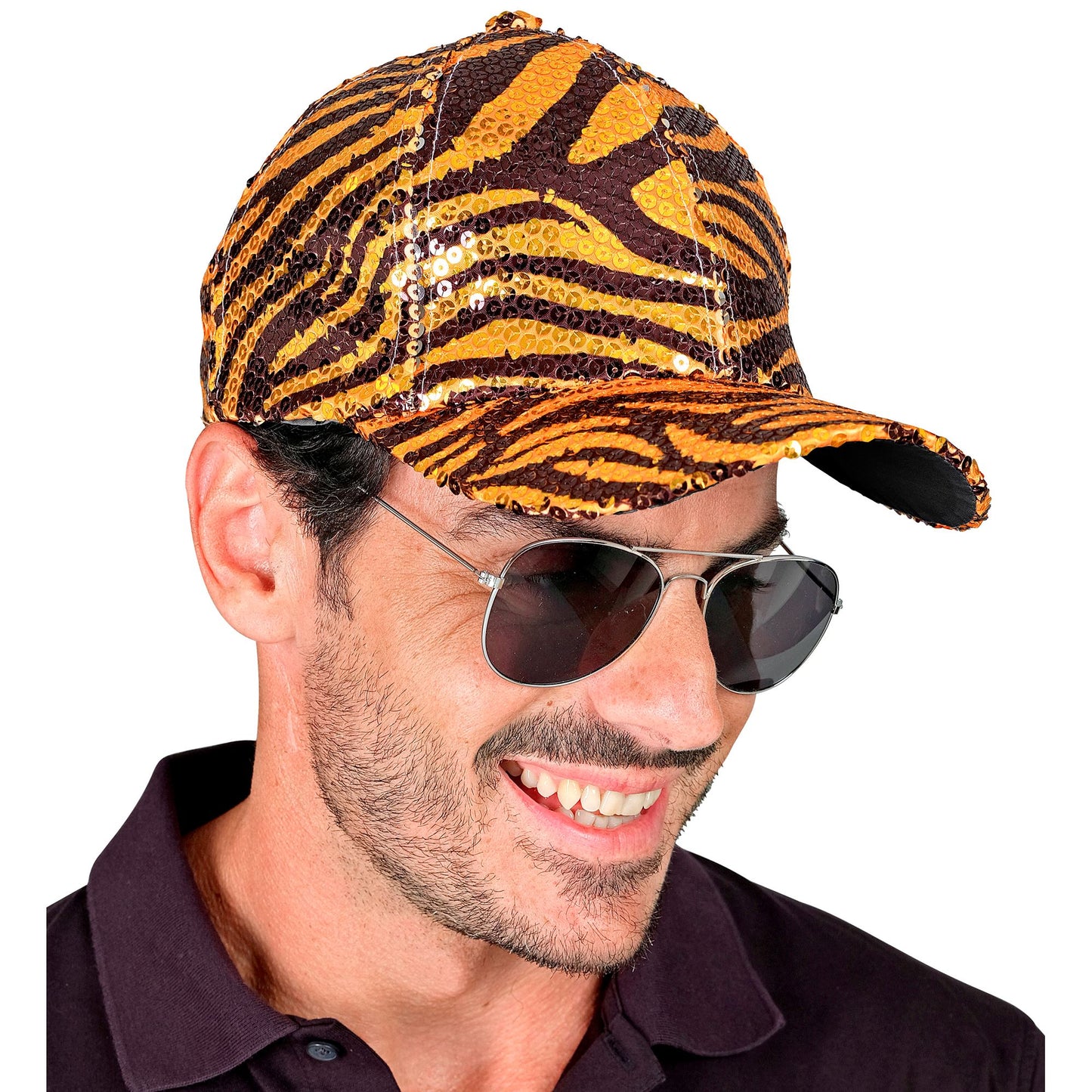 "PAILLETTEN BASECAP IN TIGERMUSTER" – Ansicht 4
