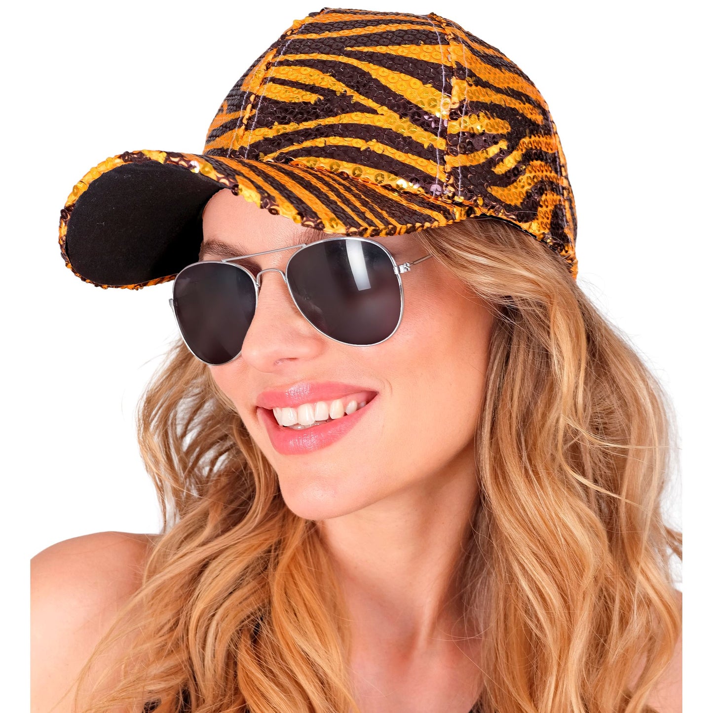 "PAILLETTEN BASECAP IN TIGERMUSTER" – Ansicht 5