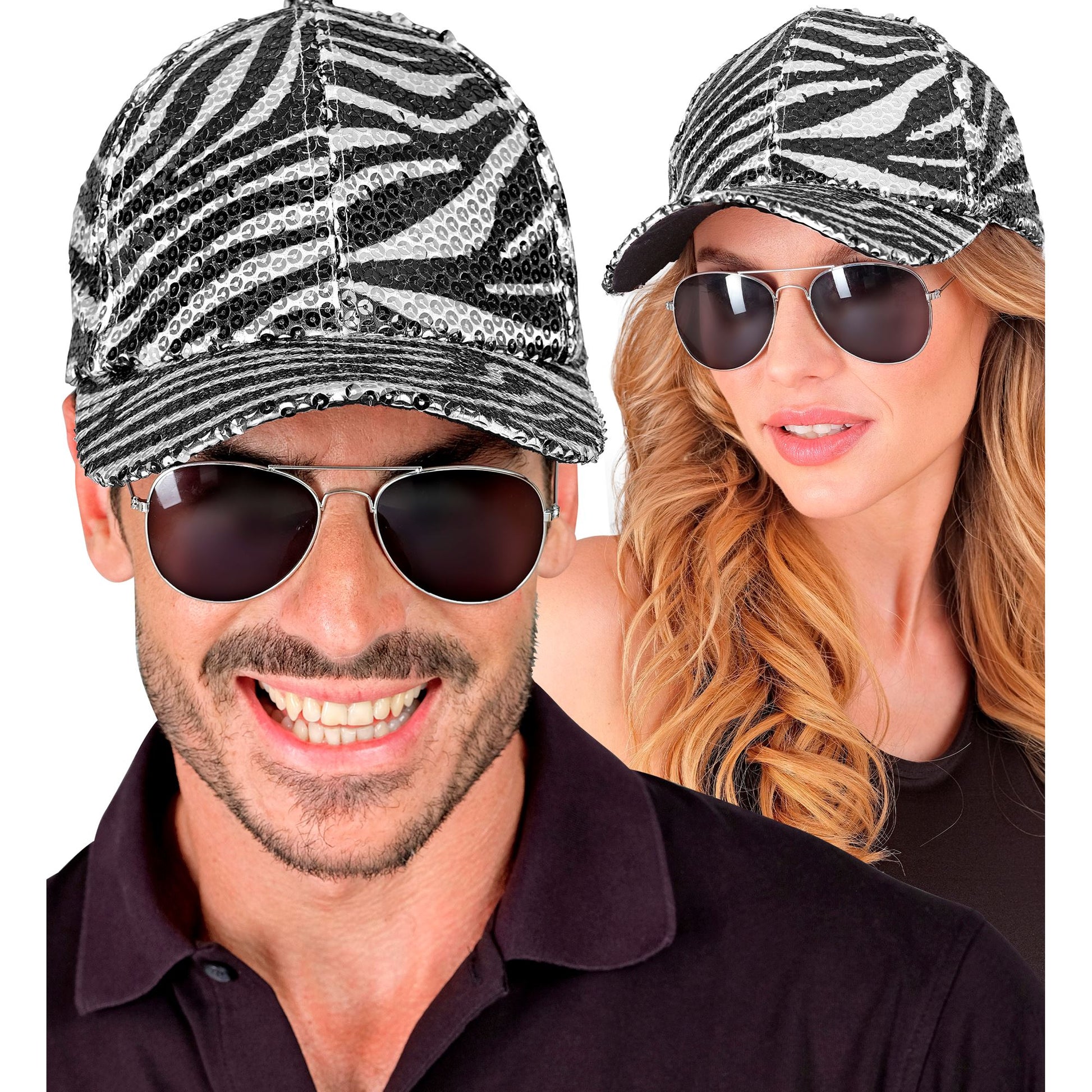 "PAILLETTEN BASECAP IN ZEBRAMUSTER" – Ansicht 3