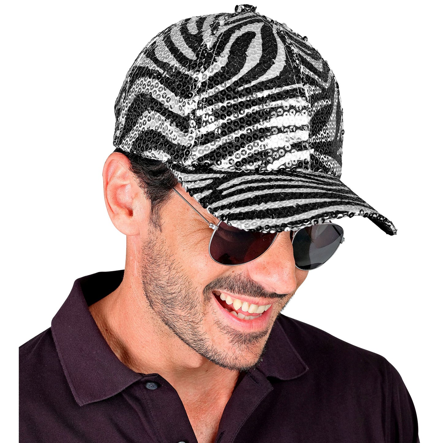 "PAILLETTEN BASECAP IN ZEBRAMUSTER" – Ansicht 4