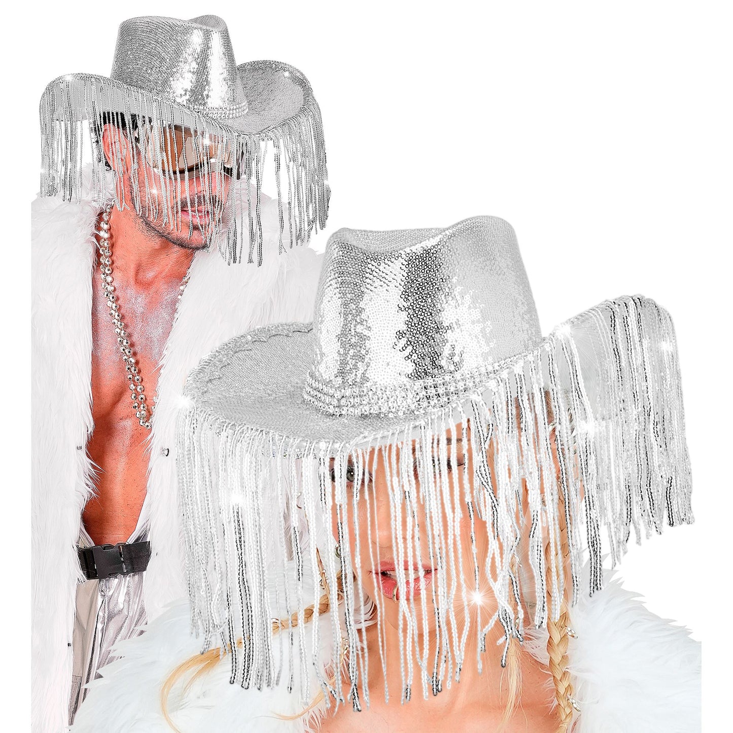 "PAILLETTEN COWBOYHUT MIT STRASS & FRANSEN" – Ansicht 3