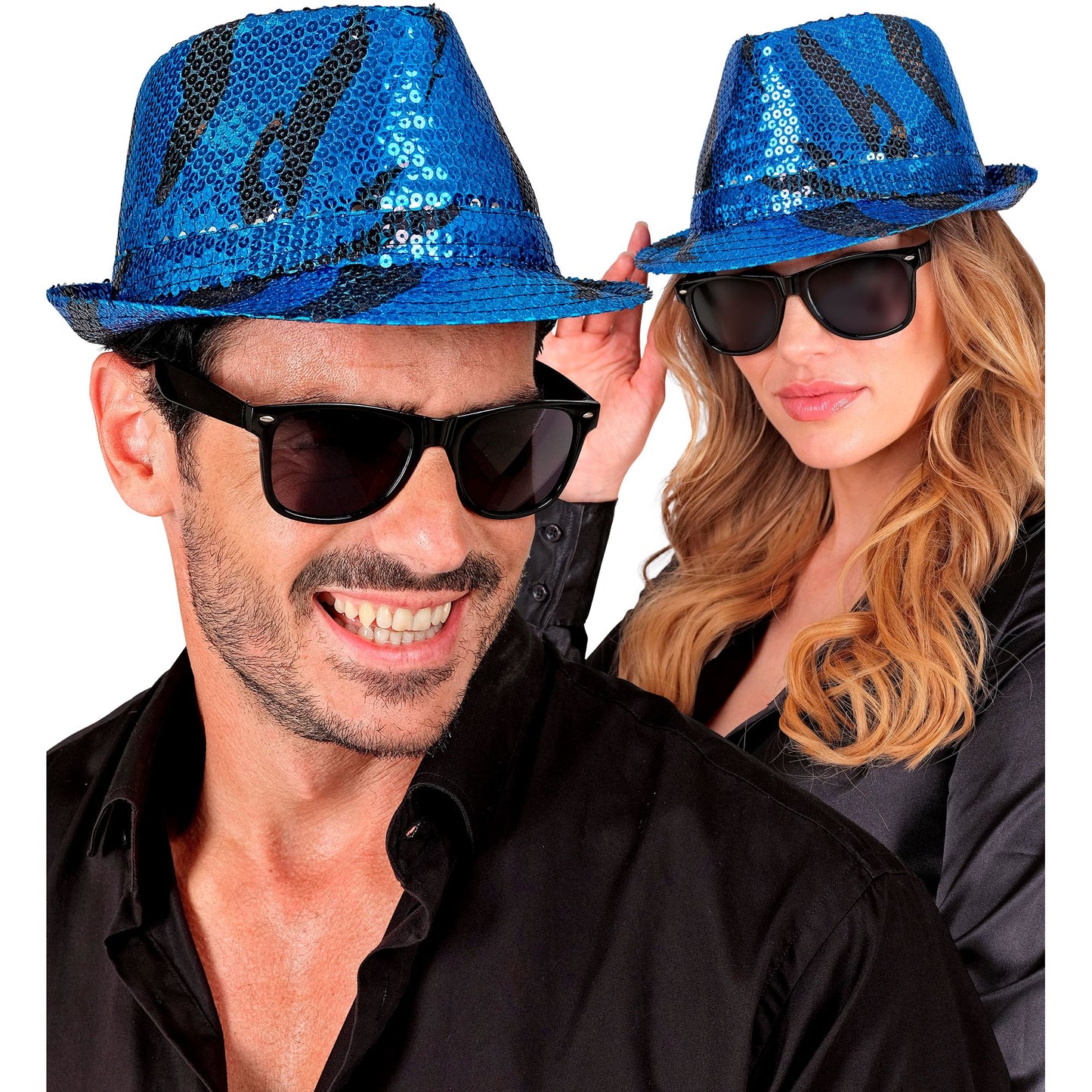 "PAILLETTEN FEDORA IN BLUE WAVES MUSTER" – Ansicht 3