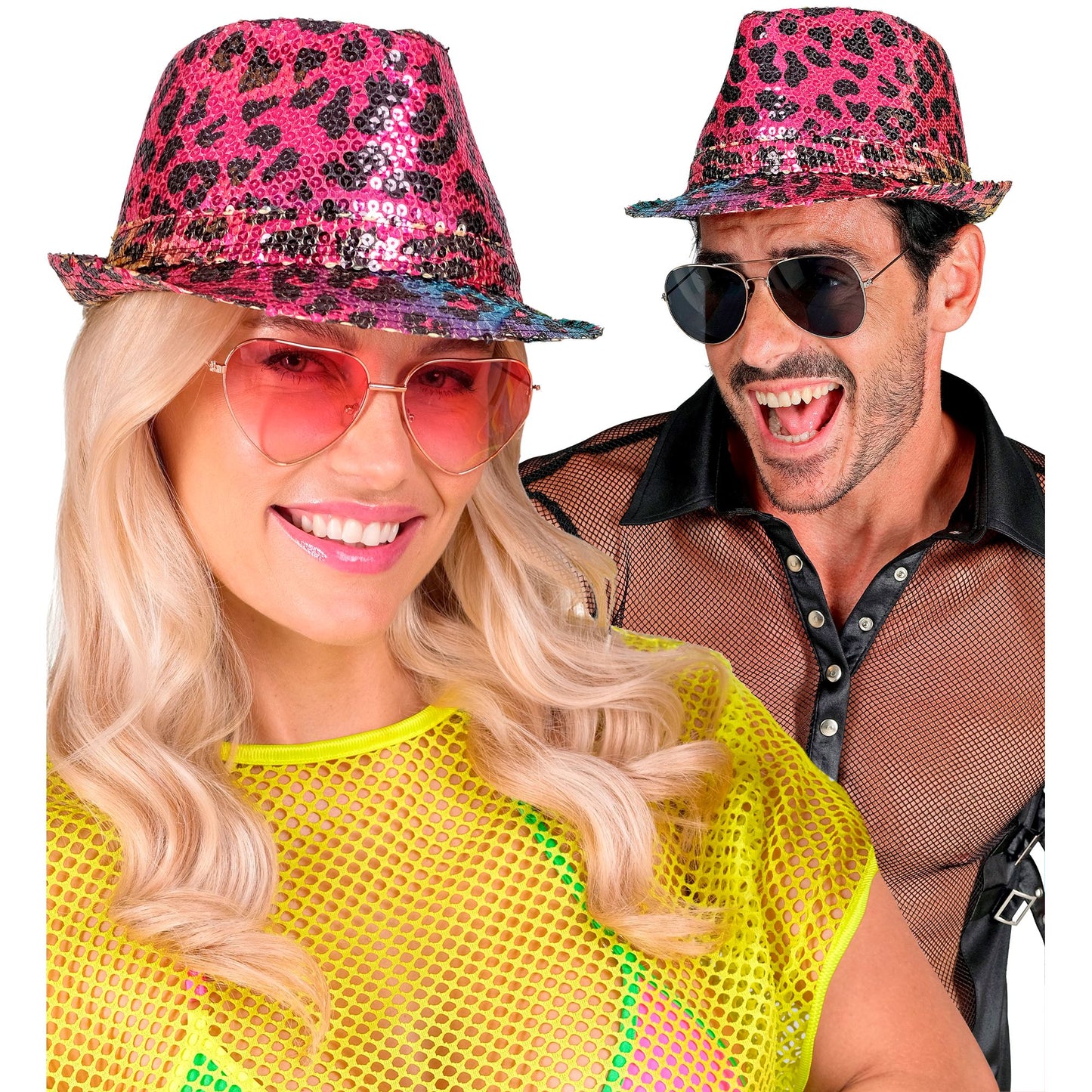"PAILLETTEN FEDORA IN LEOPARDENMUSTER REGENBOGEN" – Ansicht 4