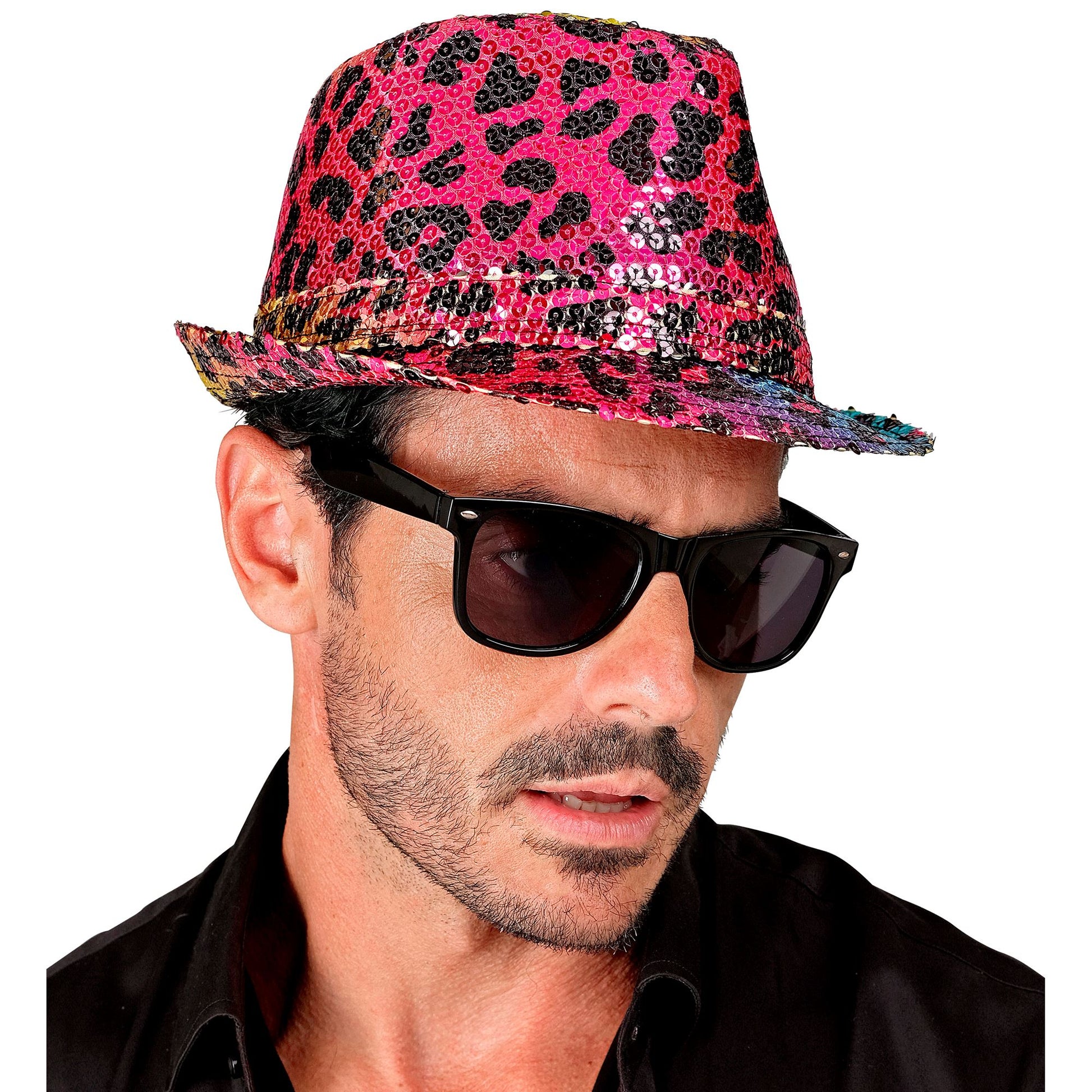 "PAILLETTEN FEDORA IN LEOPARDENMUSTER REGENBOGEN" – Ansicht 5