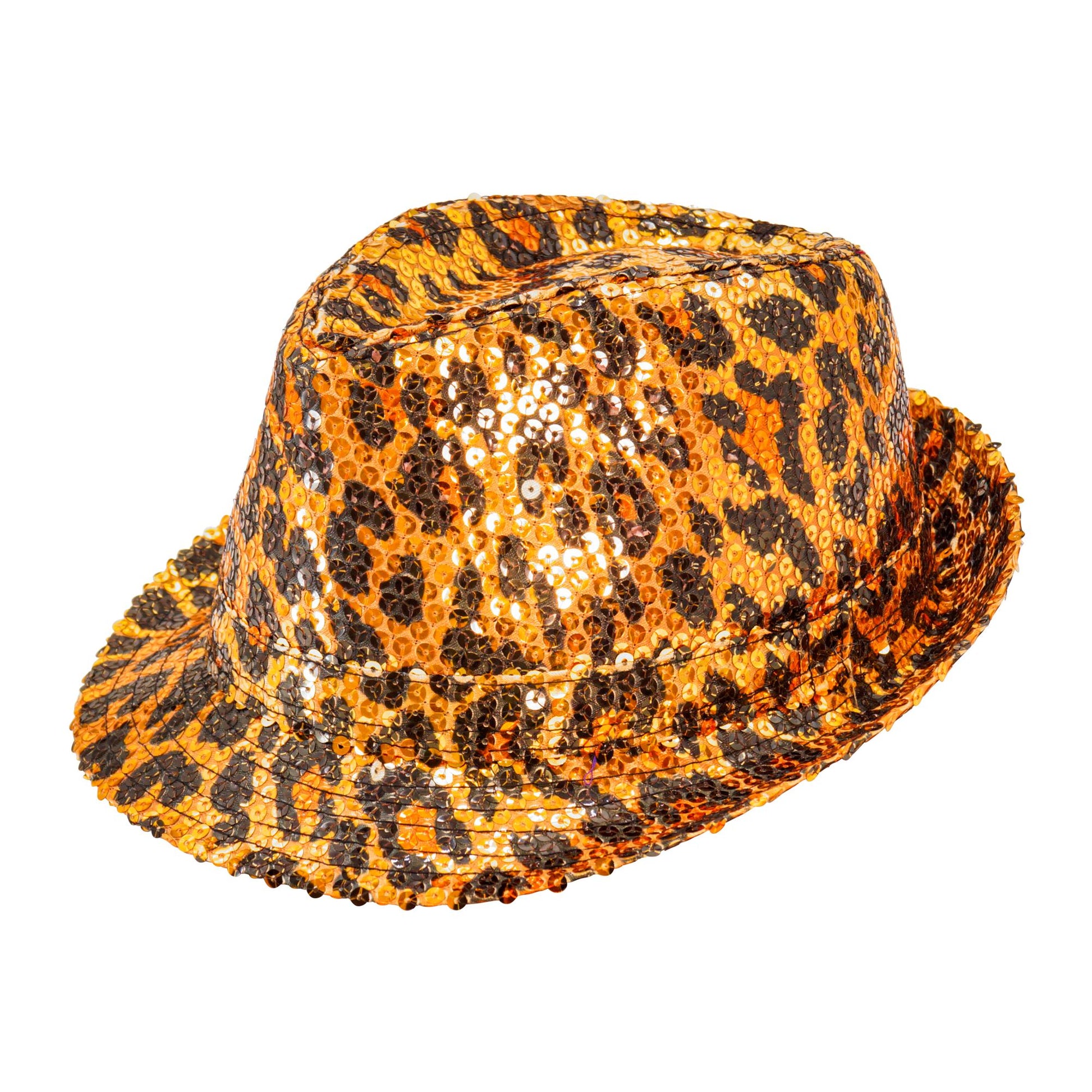 "PAILLETTEN FEDORA IN LEOPARDENMUSTER" – Vorderansicht