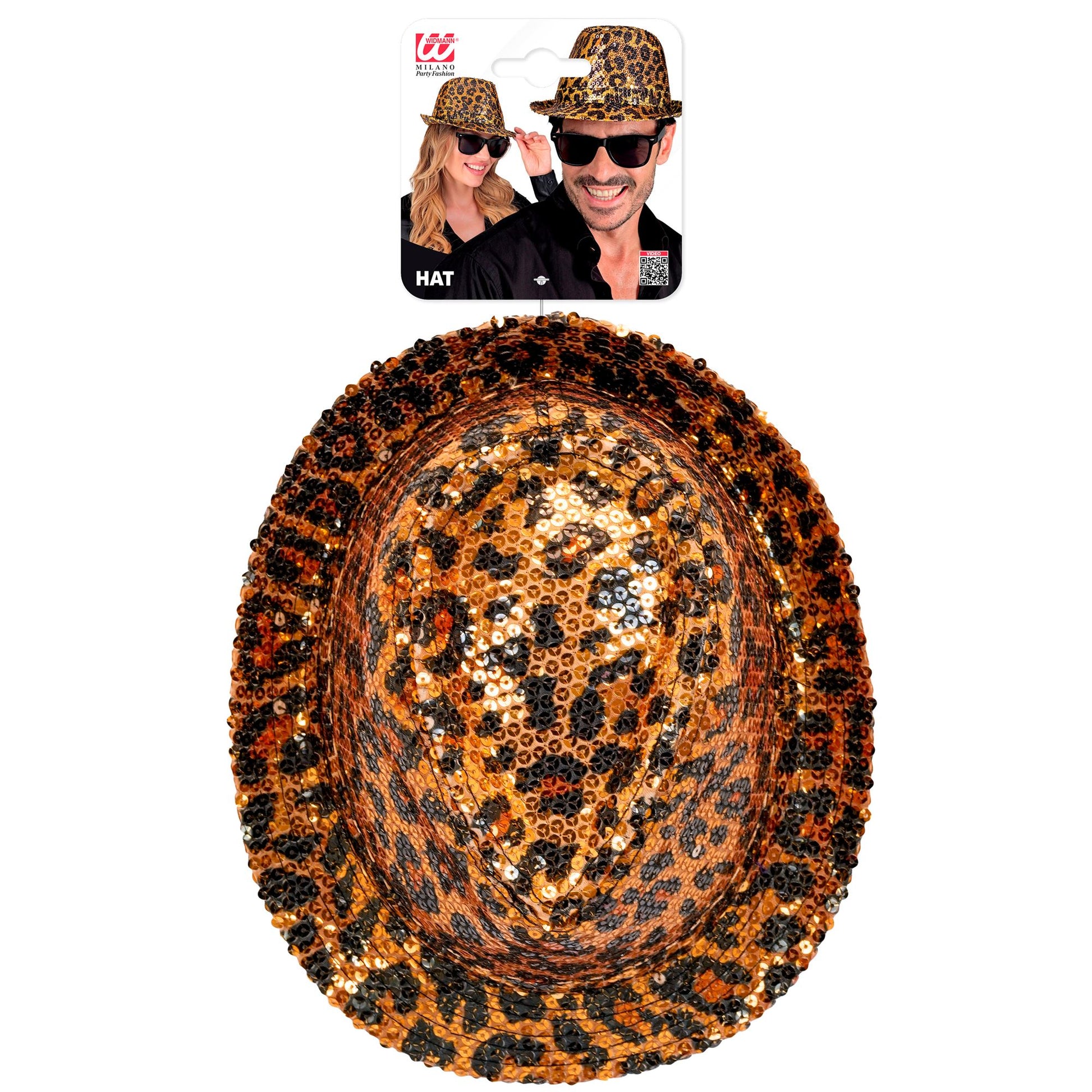 "PAILLETTEN FEDORA IN LEOPARDENMUSTER" – Detailansicht