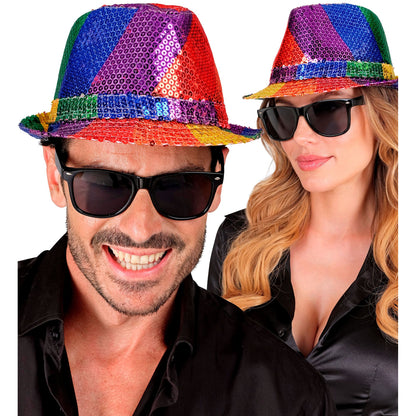 "PAILLETTEN FEDORA IN REGENBOGEN MUSTER" – Ansicht 3
