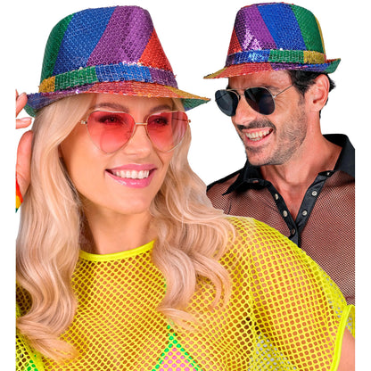 "PAILLETTEN FEDORA IN REGENBOGEN MUSTER" – Ansicht 4