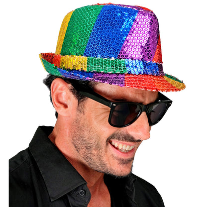 "PAILLETTEN FEDORA IN REGENBOGEN MUSTER" – Ansicht 5