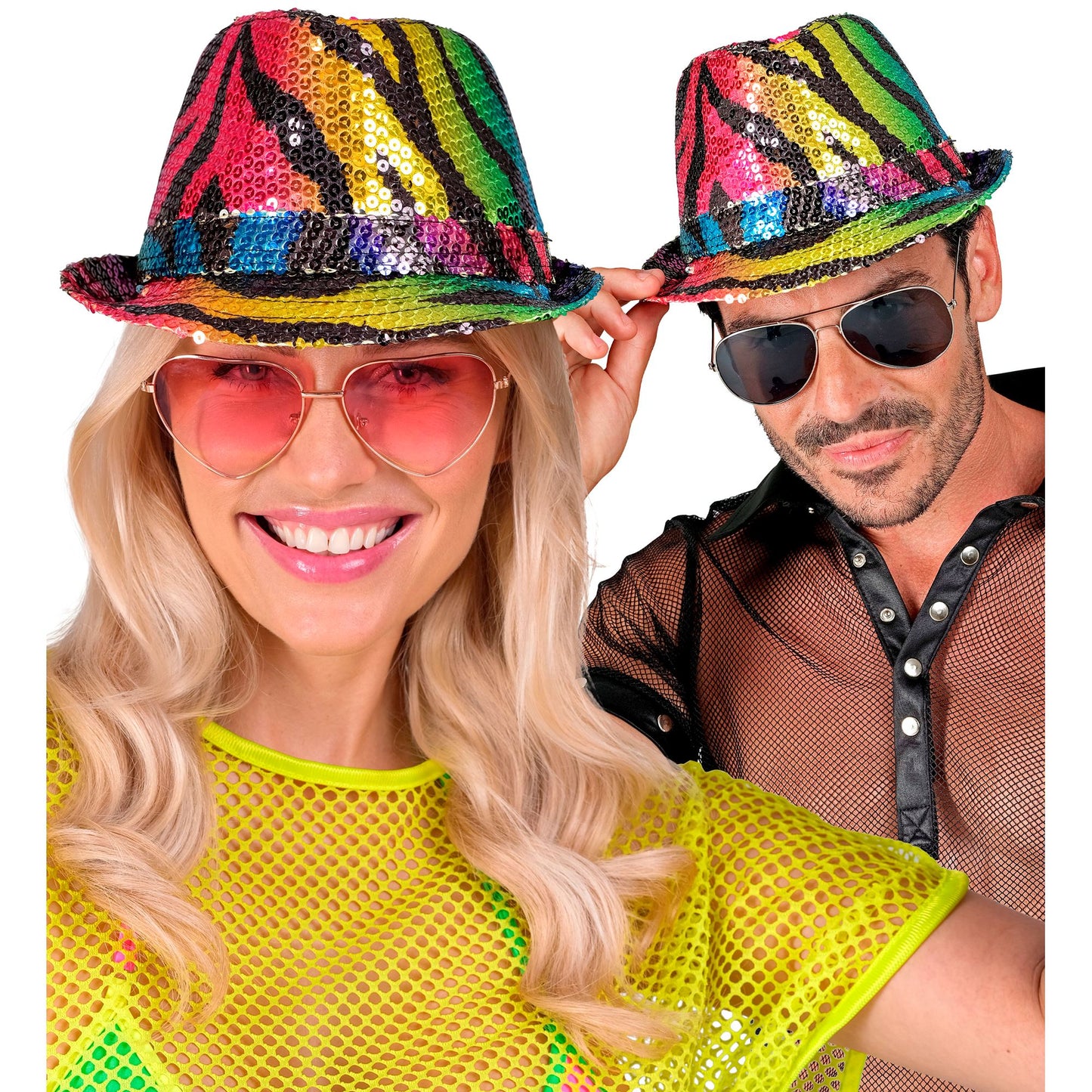 "PAILLETTEN FEDORA IN TIGERMUSTER REGENBOGEN" – Ansicht 4
