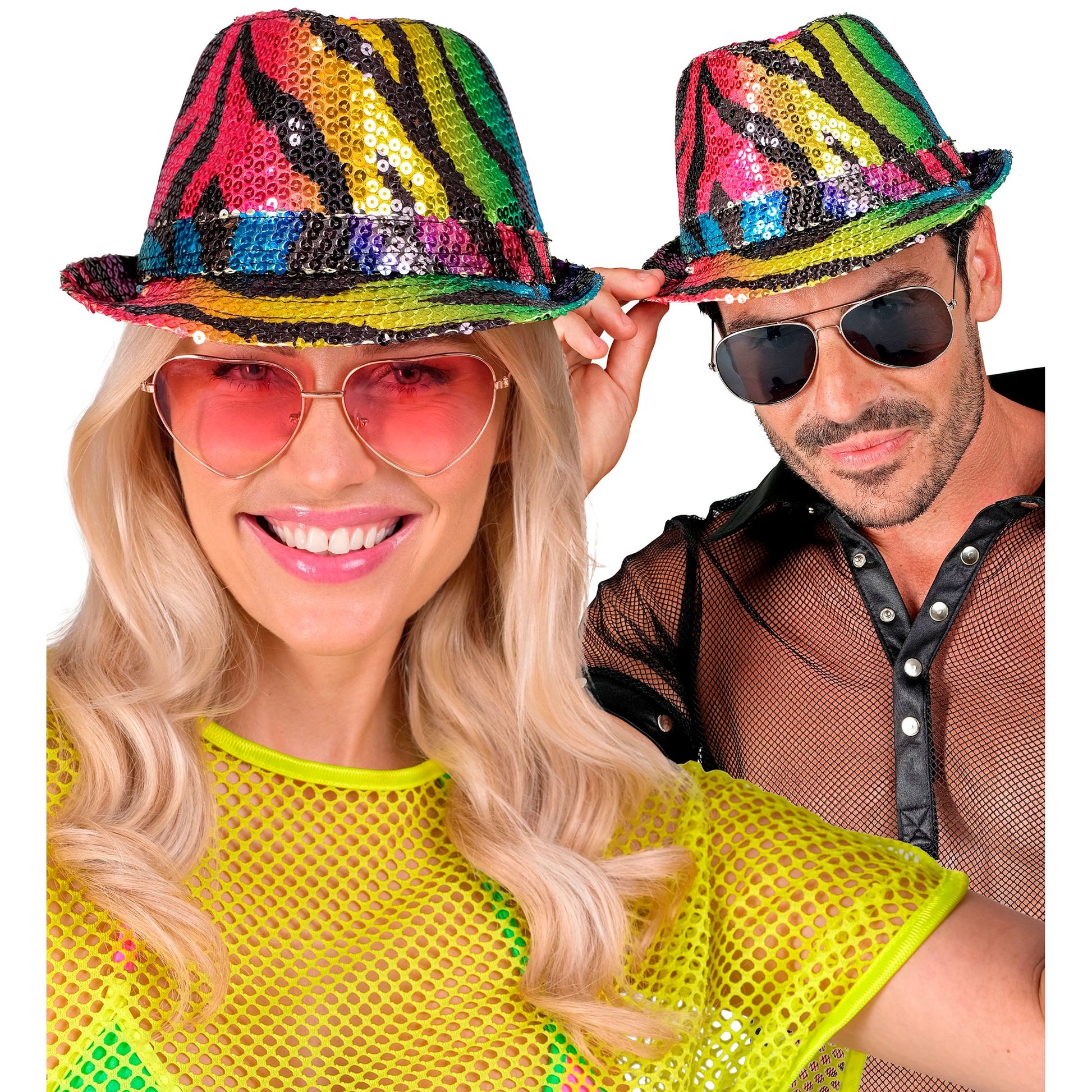 "PAILLETTEN FEDORA IN TIGERMUSTER REGENBOGEN" – Ansicht 4