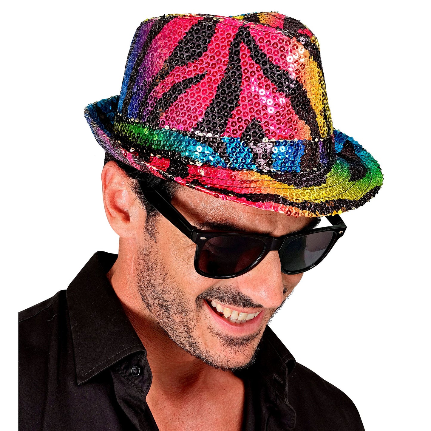 "PAILLETTEN FEDORA IN TIGERMUSTER REGENBOGEN" – Ansicht 5