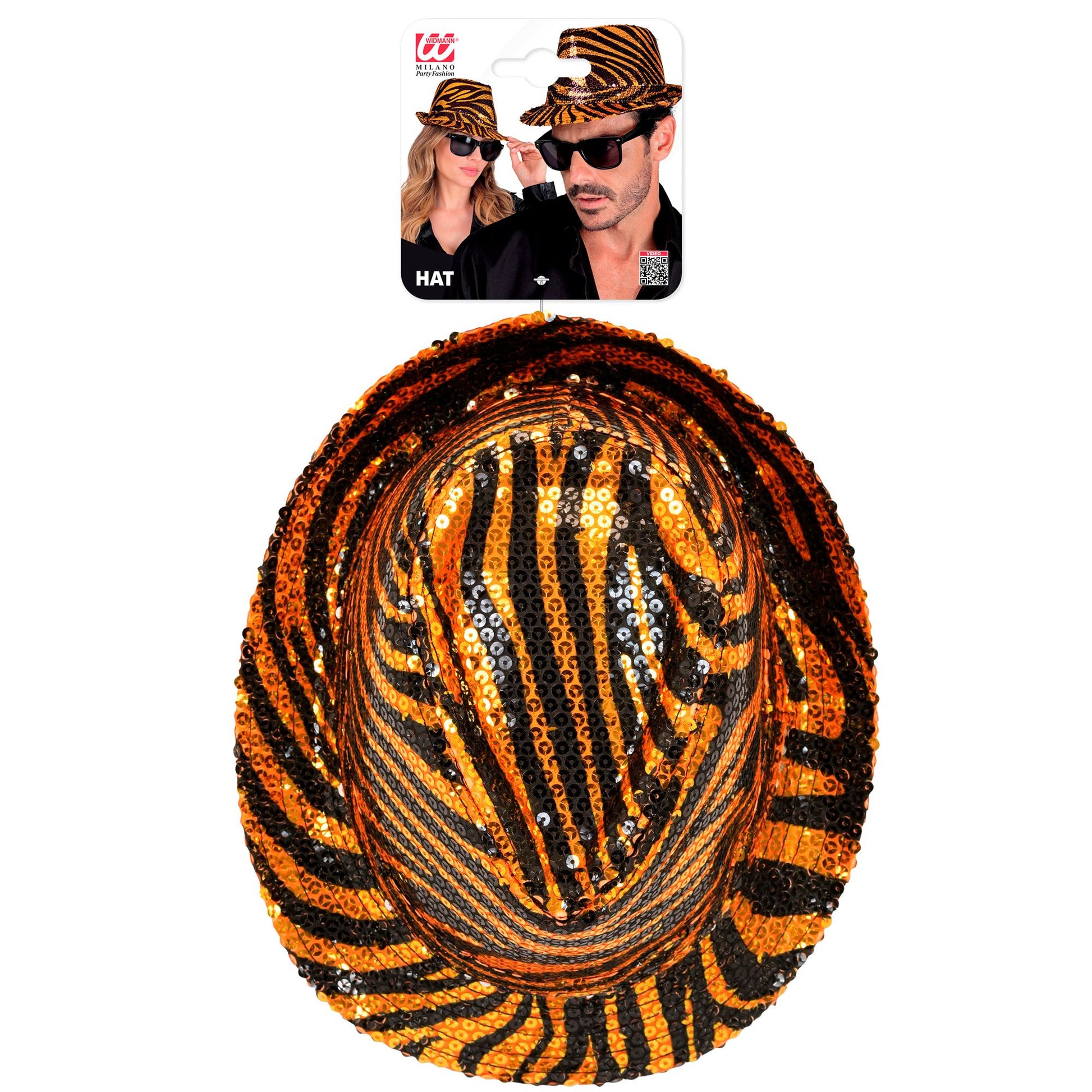 "PAILLETTEN FEDORA IN TIGERMUSTER" – Detailansicht
