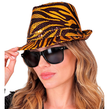 "PAILLETTEN FEDORA IN TIGERMUSTER" – Ansicht 5