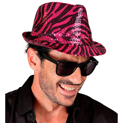 "PAILLETTEN FEDORA IN ZEBRAMUSTER PINK" – Ansicht 4