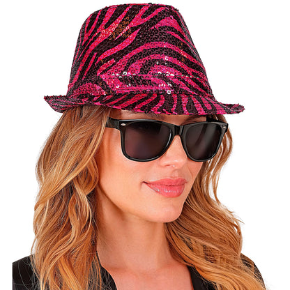 "PAILLETTEN FEDORA IN ZEBRAMUSTER PINK" – Ansicht 5