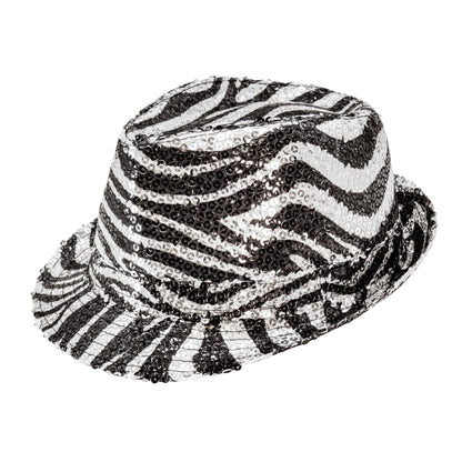 "PAILLETTEN FEDORA IN ZEBRAMUSTER" – Vorderansicht