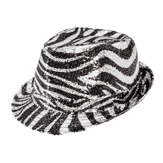 "PAILLETTEN FEDORA IN ZEBRAMUSTER" – Vorderansicht