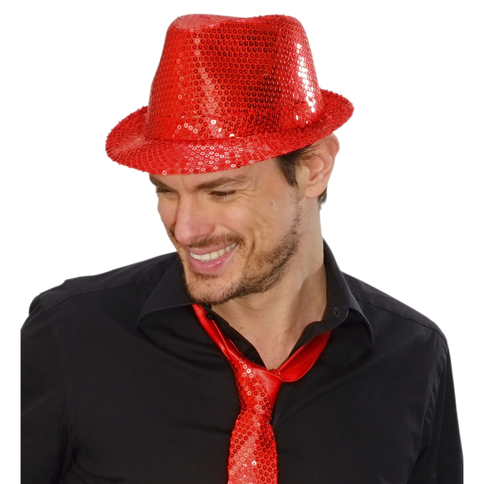 "PAILLETTEN FEDORA - ROT" – Detailansicht