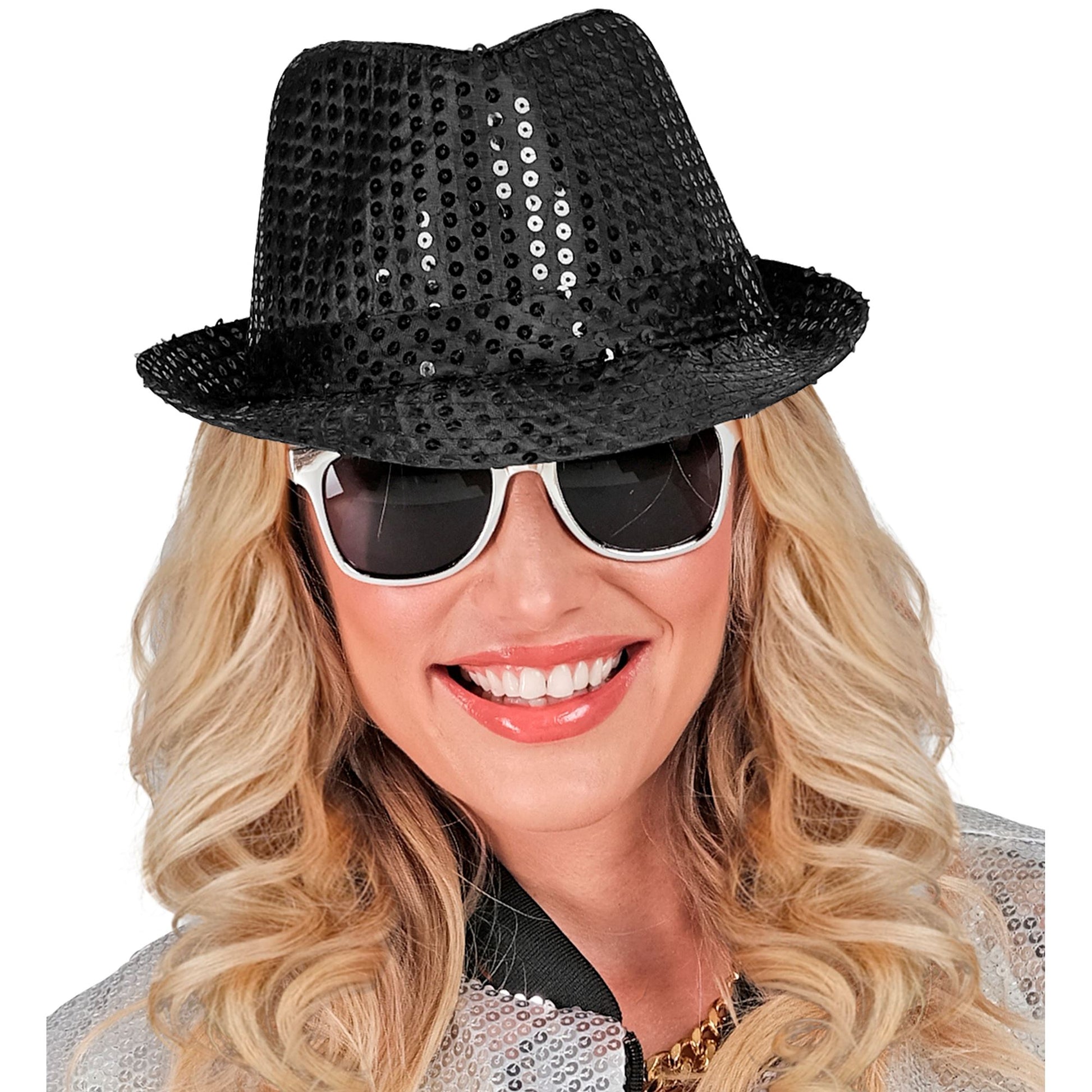 "PAILLETTEN FEDORA - SCHWARZ" – Detailansicht