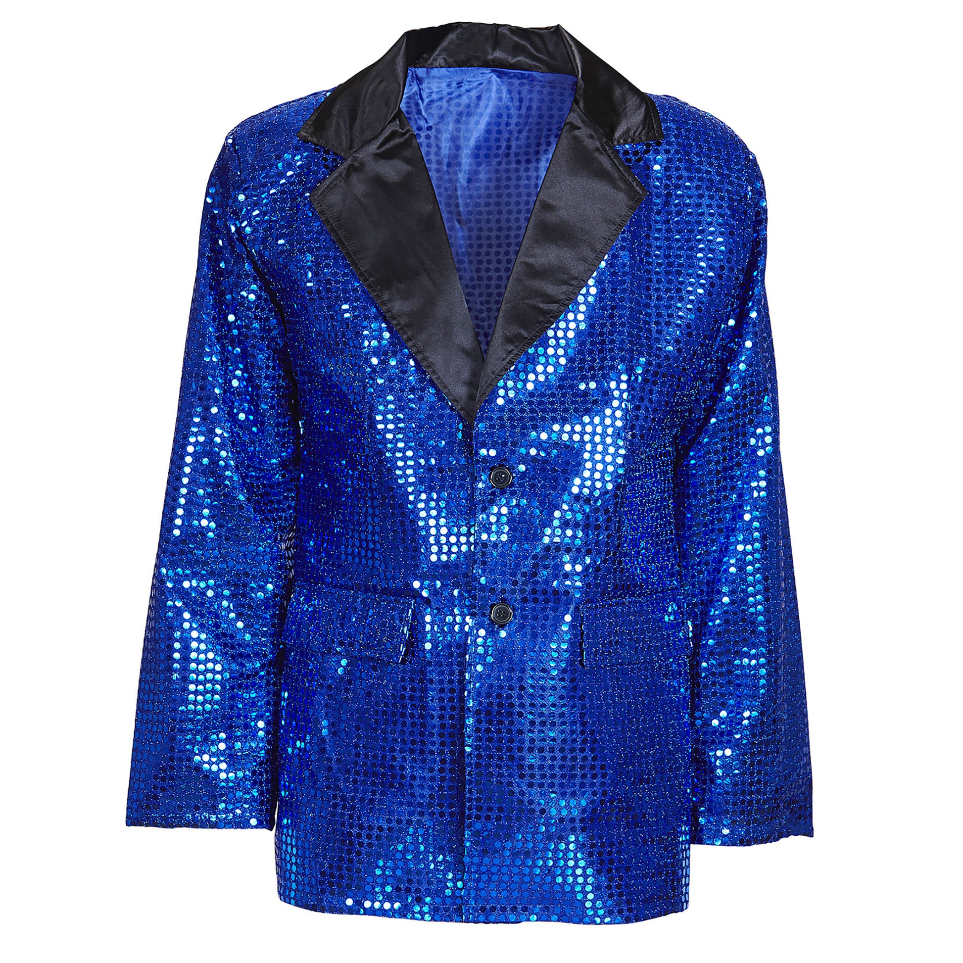 "PAILLETTENJACKE MIT KRAGEN AUS SATIN - BLAU" – Detailansicht