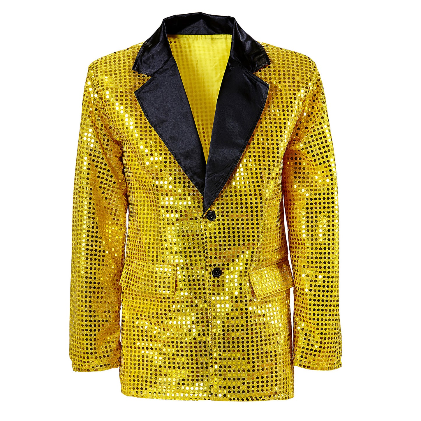 "PAILLETTENJACKE MIT KRAGEN AUS SATIN - GOLD" – Detailansicht
