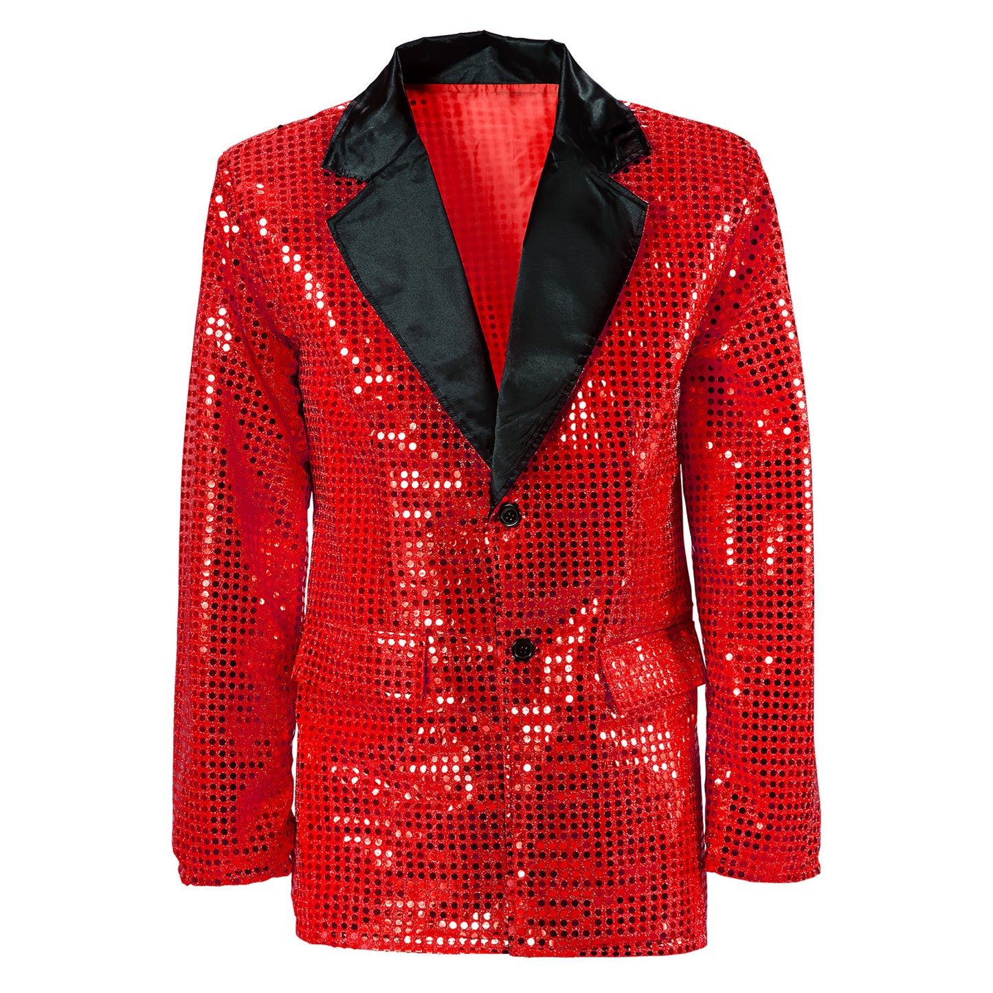"PAILLETTENJACKE MIT KRAGEN AUS SATIN - ROT" – Detailansicht