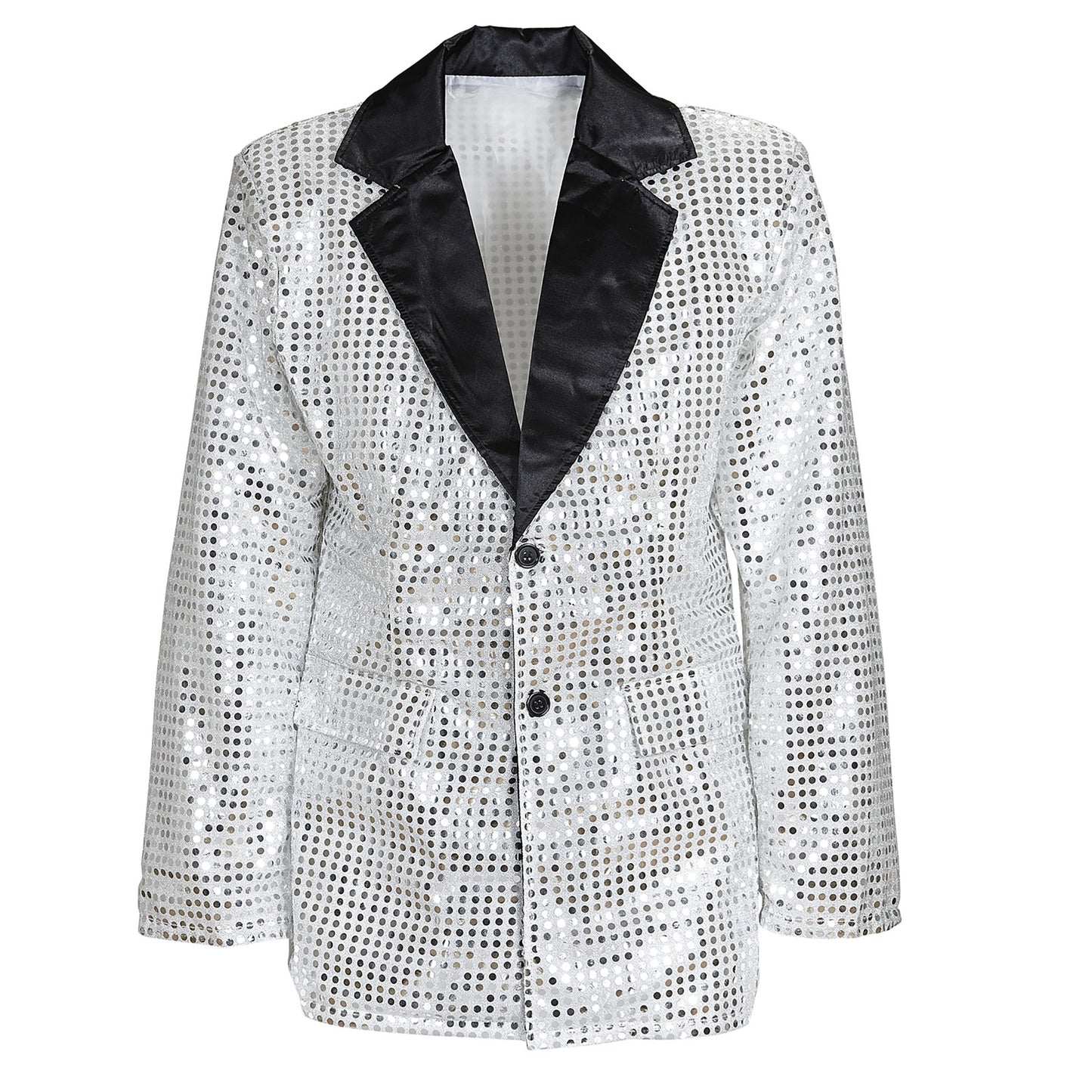 "PAILLETTENJACKE MIT KRAGEN AUS SATIN - SILBER" – Detailansicht