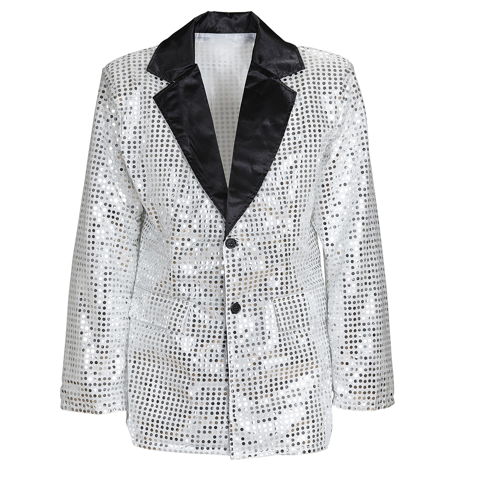 "PAILLETTENJACKE MIT KRAGEN AUS SATIN - SILBER" – Detailansicht